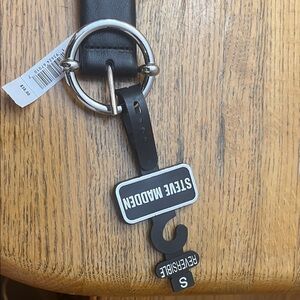 Steve Madden Black Belt with Silver Ring Buckle